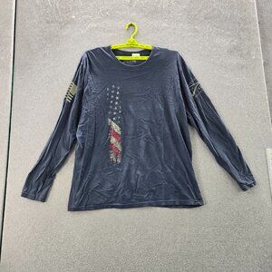 Grunt Style Men Shirt 2XL Blue Graphic American Flag Long‎ Sleeve READ